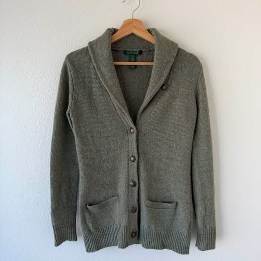 Lauren Ralph Lauren Silk Wool Cashmere Cardigan Women’s XS Sage Green Knit